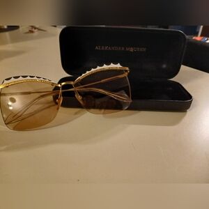 Alexander McQueen Gold and Brown Sunglasses